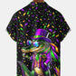 Vintage Holiday Mardi Gras Croc Hawaiian Shirt For Island Vacations, Resort Wear, And Relaxed Seasonal Style
