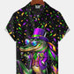 Vintage Holiday Mardi Gras Croc Hawaiian Shirt For Island Vacations, Resort Wear, And Relaxed Seasonal Style