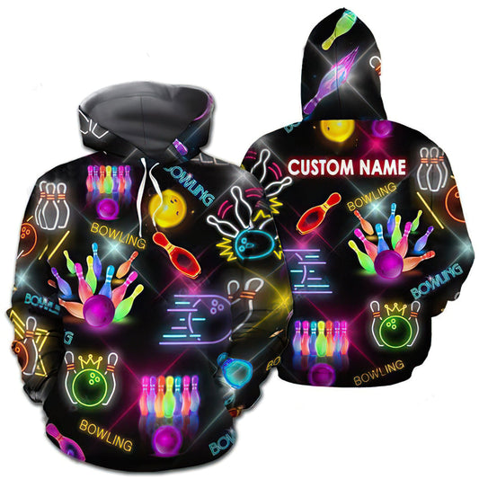 Neon Colorful Bowling Hoodie For Active Weekend Plans Comfortable Style And Gifting