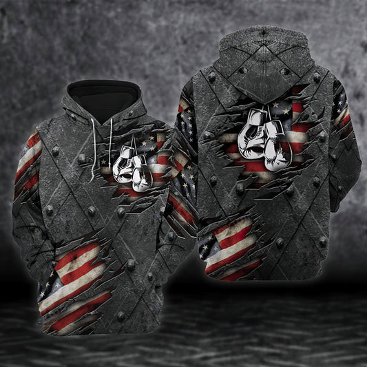 Boxing USA Flag Pattern Hoodie For Travel Days Outdoor Events And Thoughtful Gifts