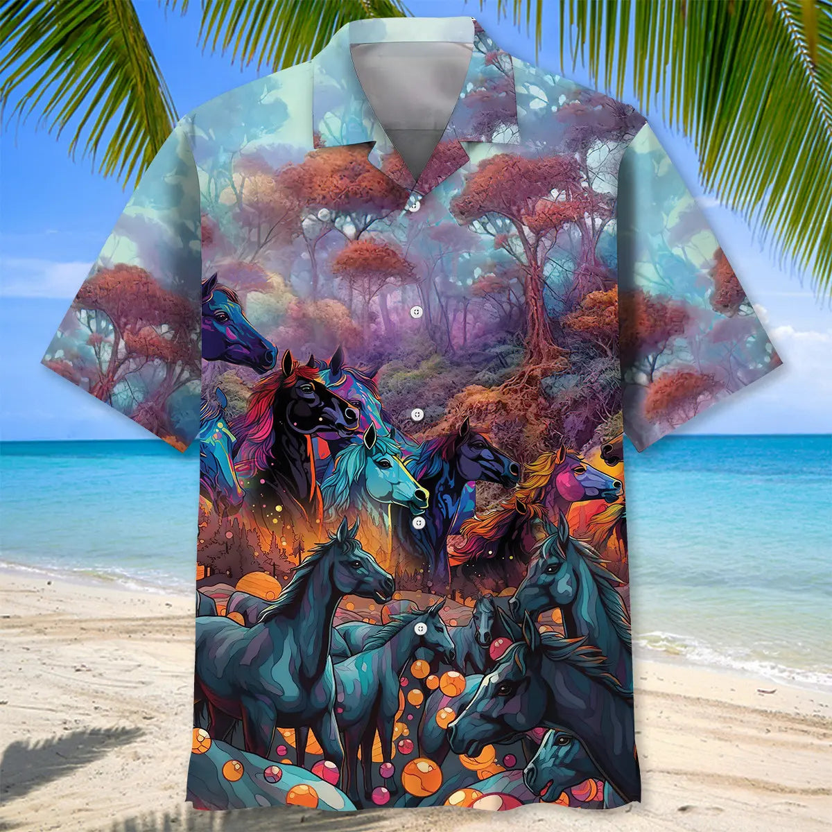 Colorful Horse Hawaiian Shirt For Beach Days, Summer Outings, And Thoughtful Gift Giving
