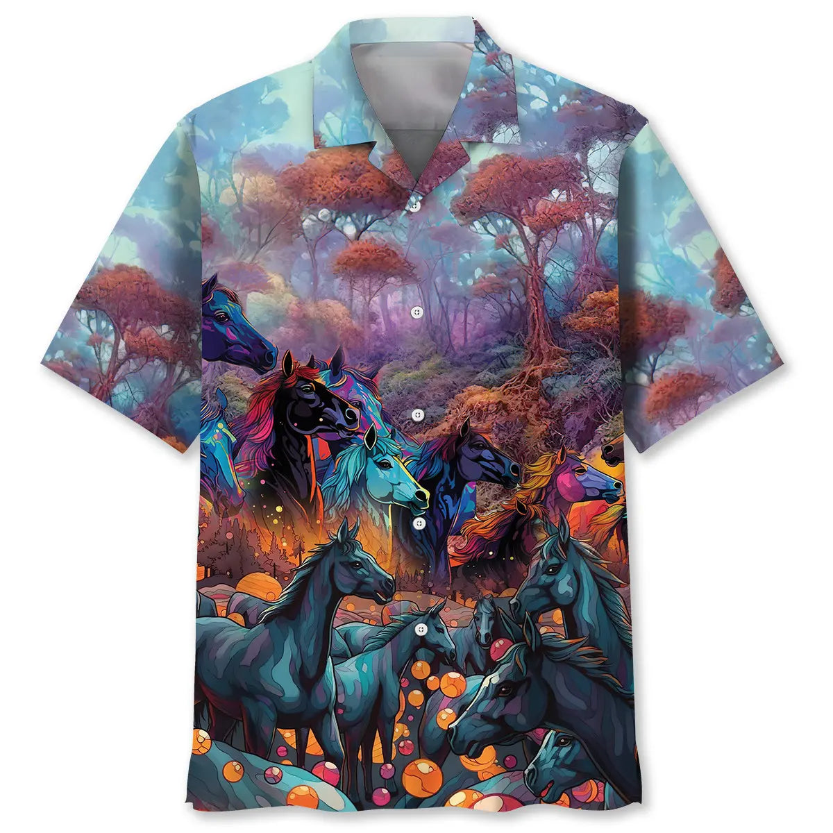 Colorful Horse Hawaiian Shirt For Beach Days, Summer Outings, And Thoughtful Gift Giving