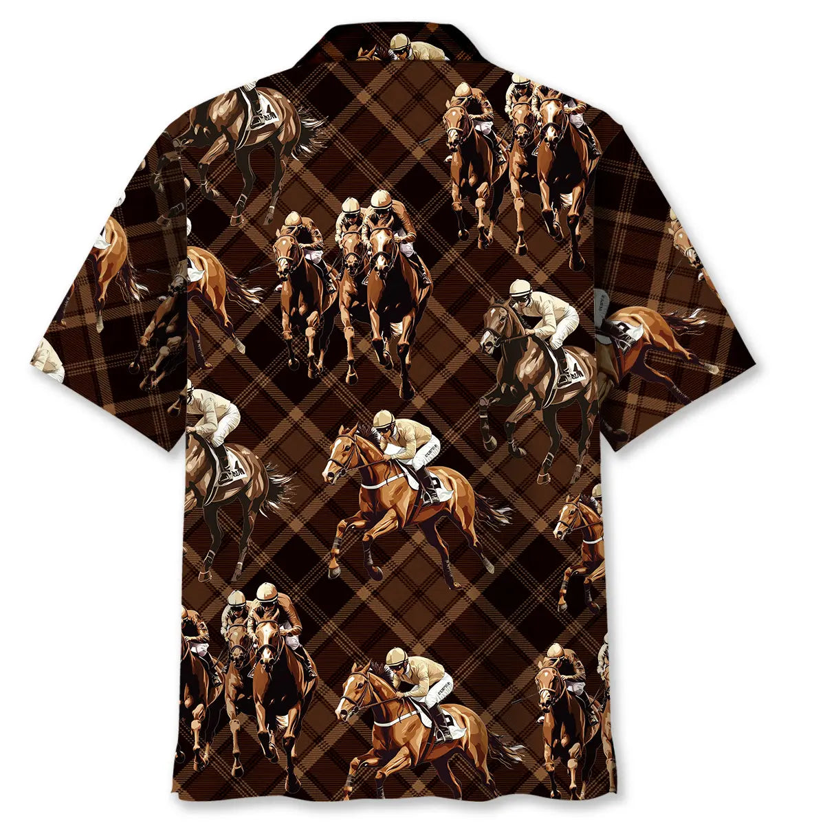 Horse Racing Brown Striped Hawaiian Shirt