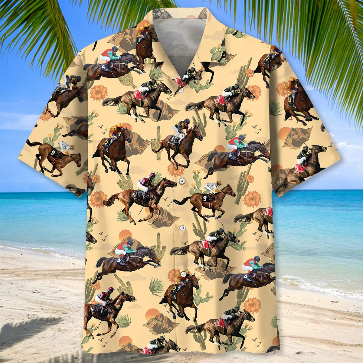 Horse Racing Desert Hawaiian Shirt For Beach Days, Summer Outings, And Thoughtful Gift Giving