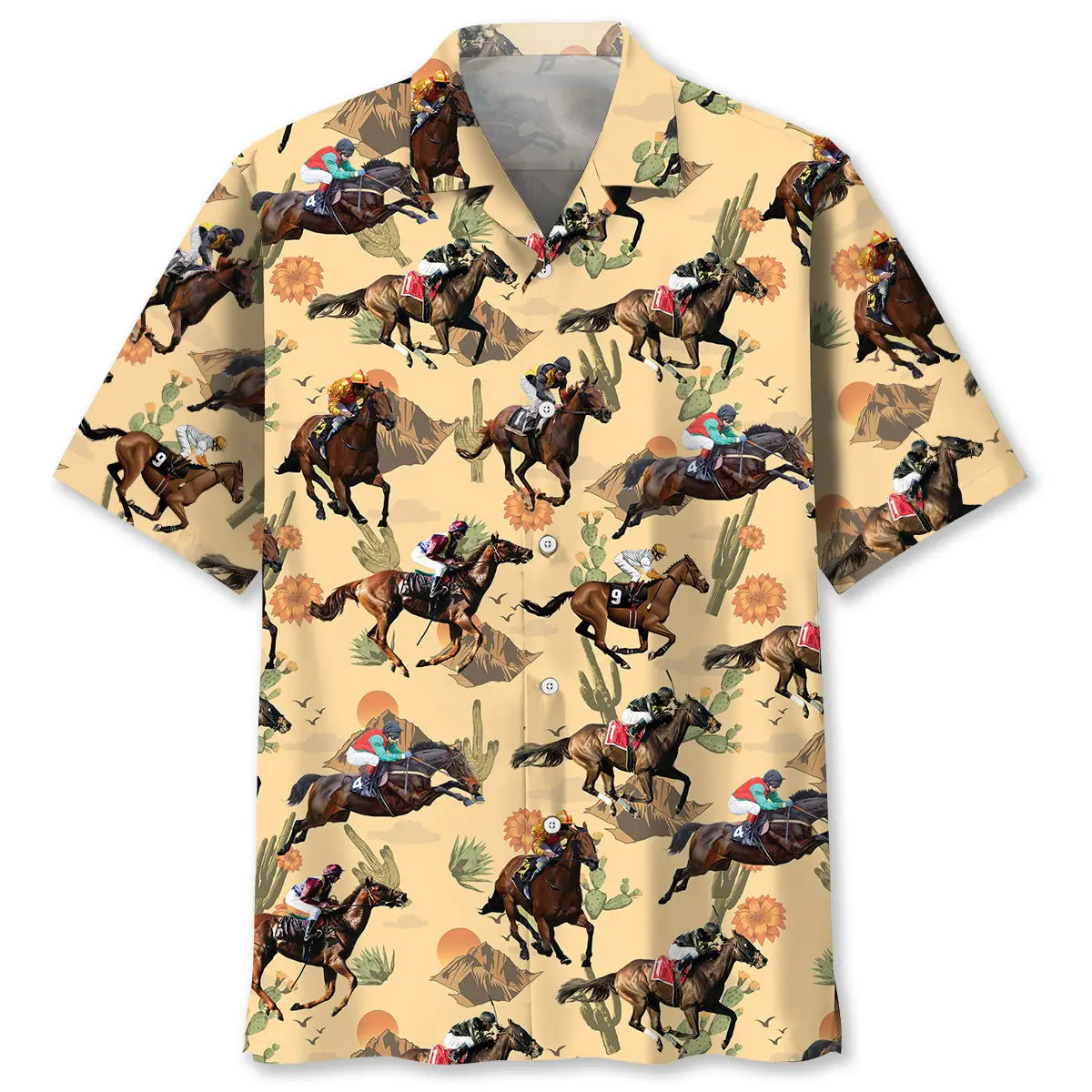 Horse Racing Desert Hawaiian Shirt For Beach Days, Summer Outings, And Thoughtful Gift Giving