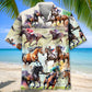 Horse Racing Hawaiian Shirt For Summer Vacation, Beach Travel, And Casual Wear