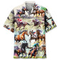 Horse Racing Hawaiian Shirt For Summer Vacation, Beach Travel, And Casual Wear