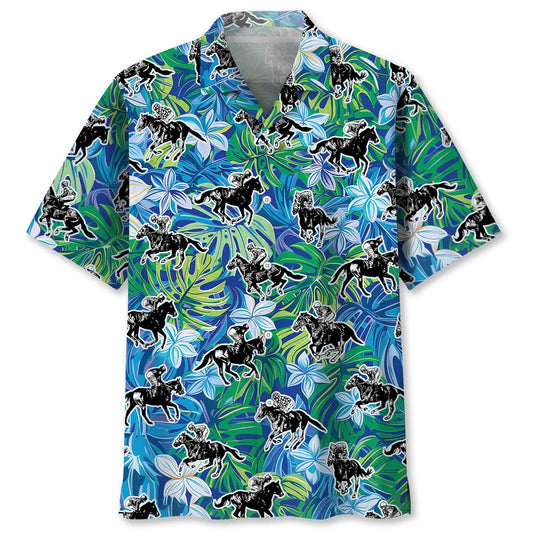 Horse Racing Hawaiian Shirt For Motorsport Events, Beach Travel, And Thoughtful Gift Giving