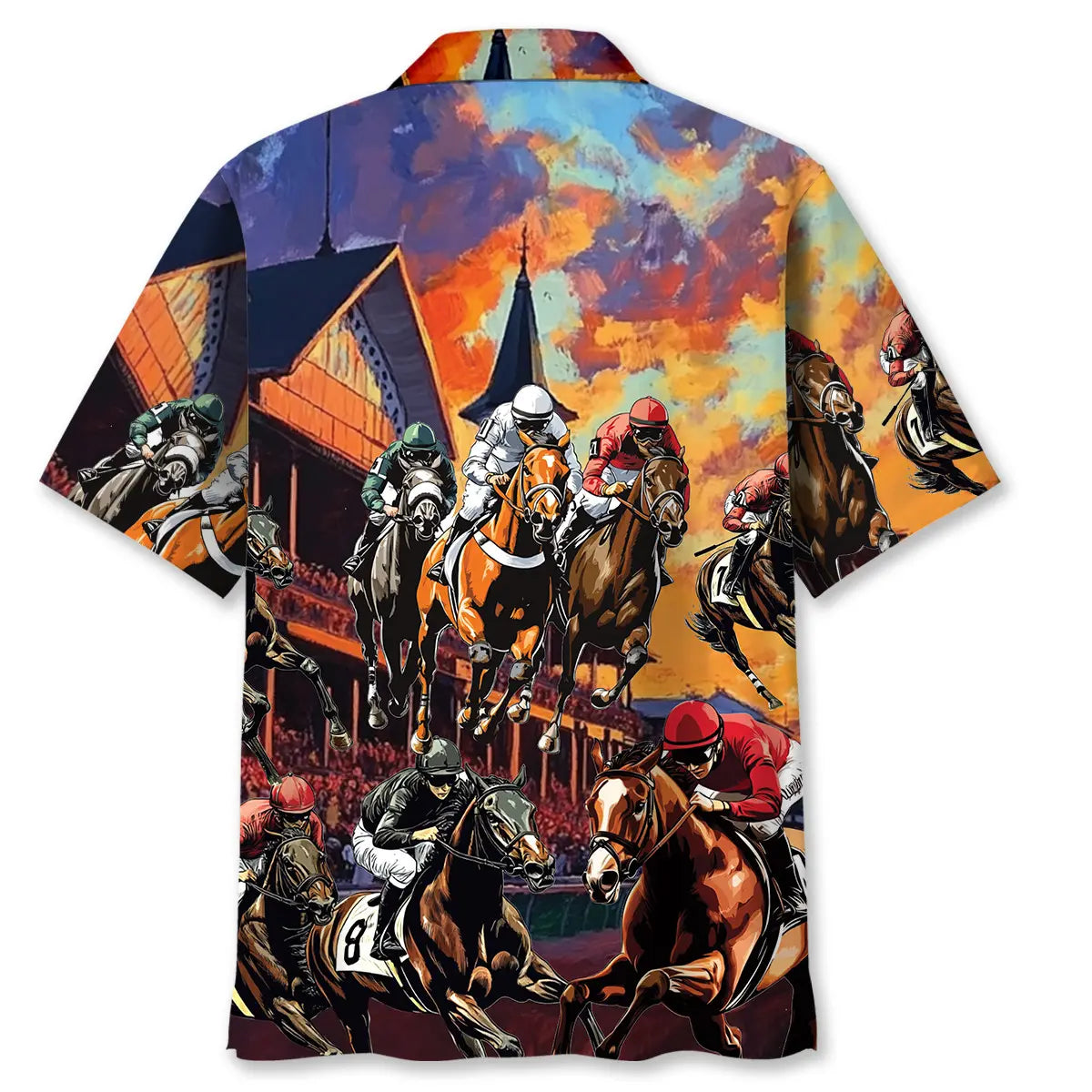 Horse Racing Racecourse Sunset Hawaiian Shirt