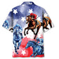 Watercolor Horse Racing Hawaiian Shirt For Racing Fans, Summer Outings, And Relaxed Vacation Wear
