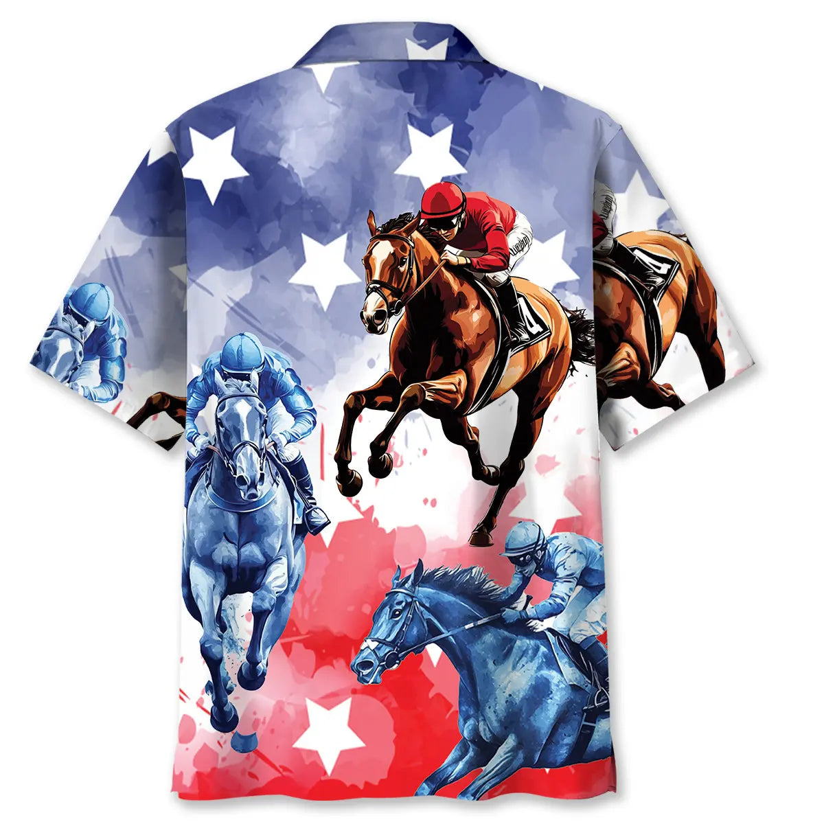 Watercolor Horse Racing Hawaiian Shirt For Racing Fans, Summer Outings, And Relaxed Vacation Wear