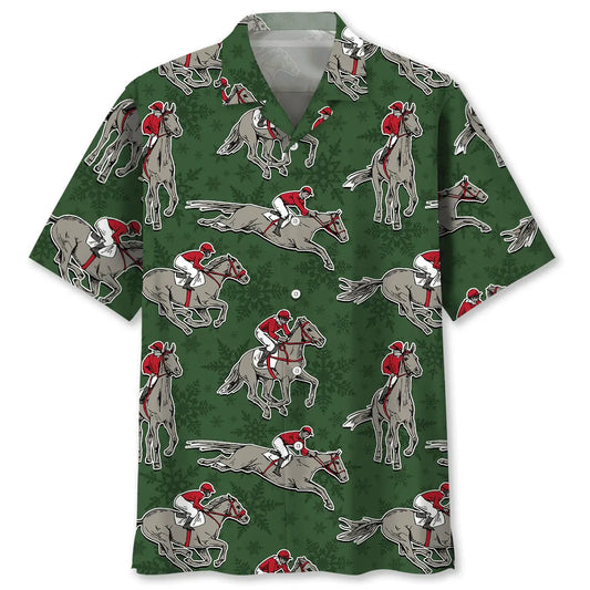 Horse Riding Christmas Hawaiian Shirt For Tropical Holidays, Outdoor Gatherings, And Everyday Comfort