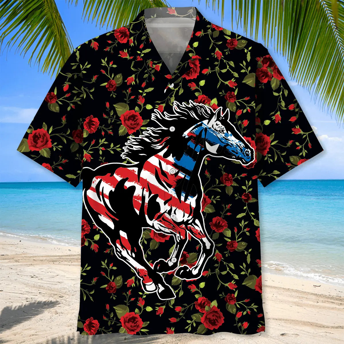 Horse Roses Hawaiian Shirt For Island Vacations, Resort Wear, And Relaxed Seasonal Style