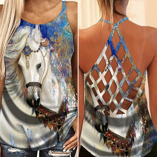 Horse Lady Beautiful Hollow Tank Top For Yoga Workouts And Casual Wear