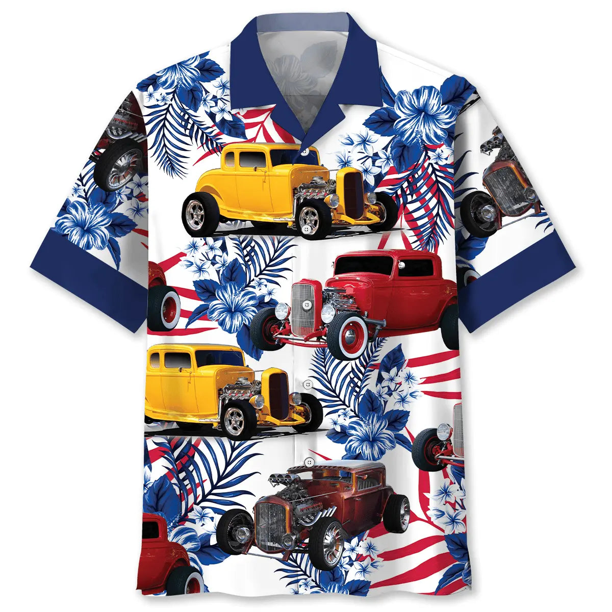 Hot Rod Car Hawaiian Shirt For Island Vacations, Resort Wear, And Relaxed Seasonal Style