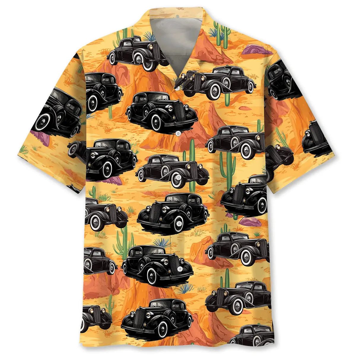 Hot Rod Desert Hawaiian Shirt For Coastal Travel, Casual Events, And Comfortable Summer Wear