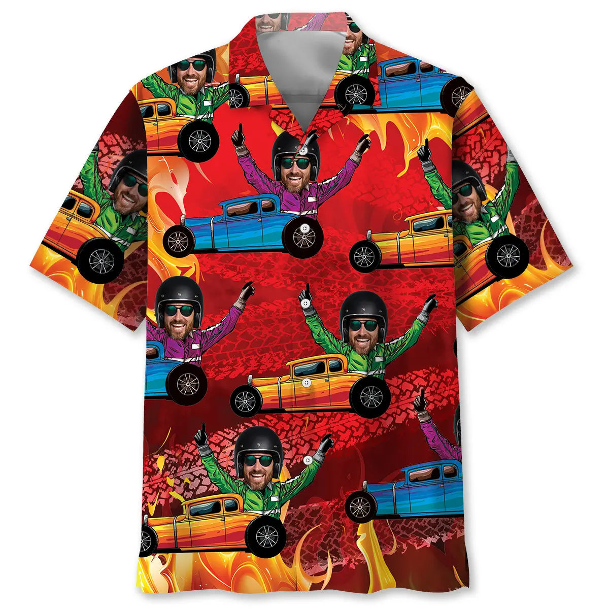 Hot Rod Racing Personalized Photo Hawaiian Shirt For Road Trip Adventures, Resort Days, And Comfortable Everyday Wear