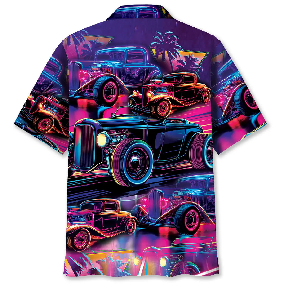 Retro Hot Rod Party Hawaiian Shirt For Summer Vacation, Beach Travel, And Casual Wear
