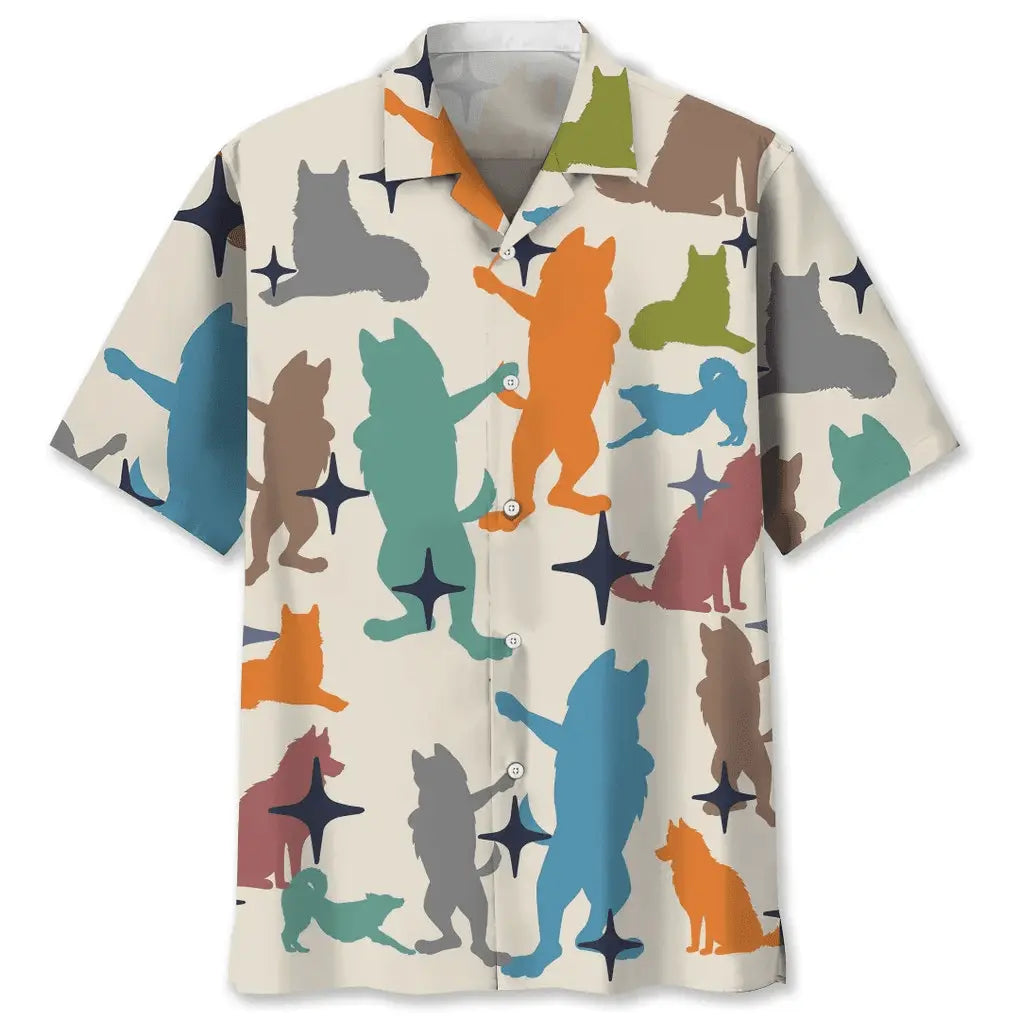 Colorful Husky Hawaiian Shirt For Tropical Holidays, Outdoor Gatherings, And Everyday Comfort
