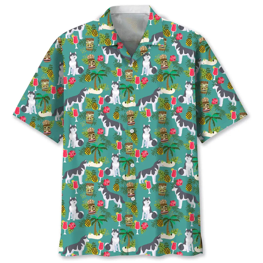 Husky Beach Hawaiian Shirt For Island Vacations, Resort Wear, And Relaxed Seasonal Style