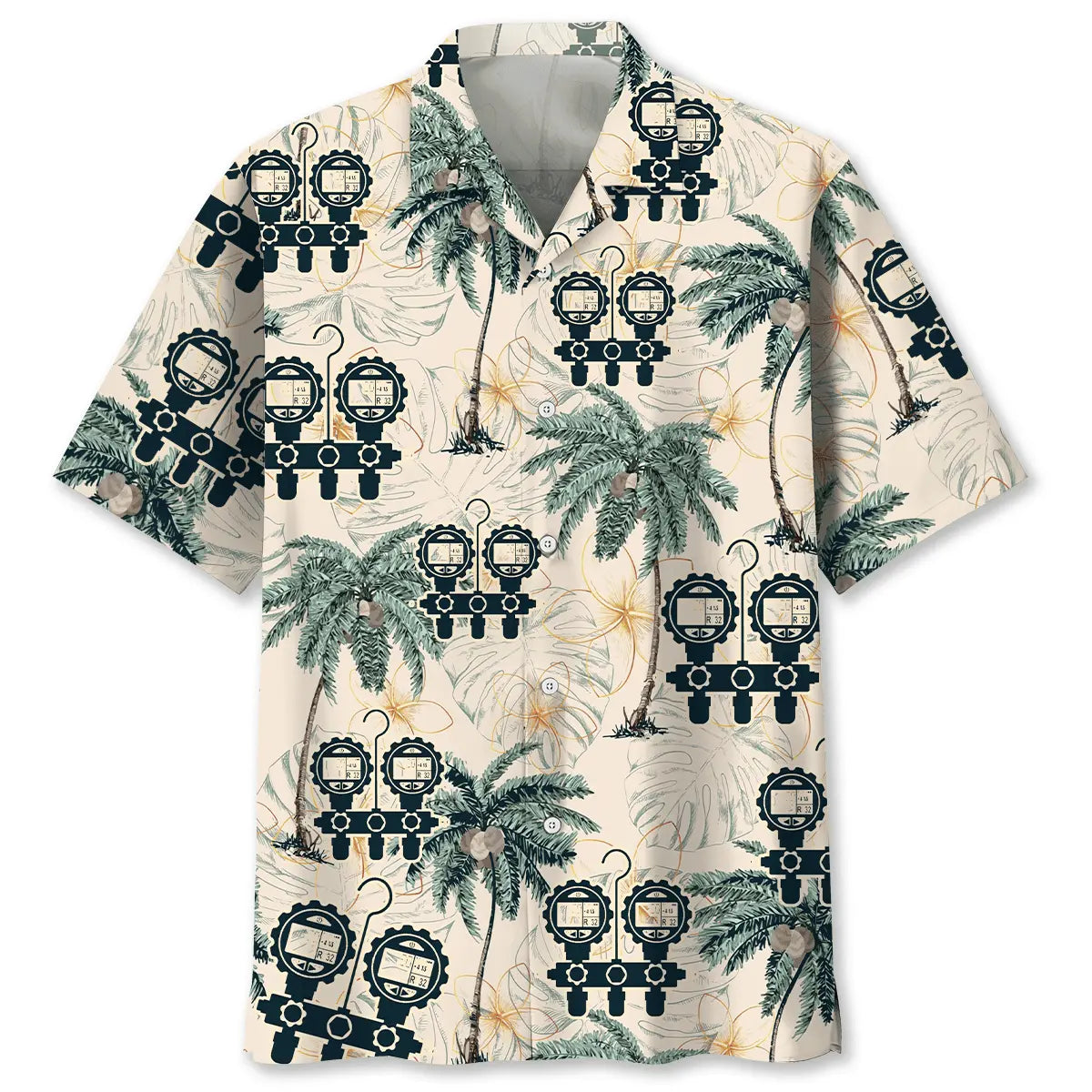 Tropical HVAC Technician Hawaiian Shirt For Summer Vacation, Beach Travel, And Casual Wear