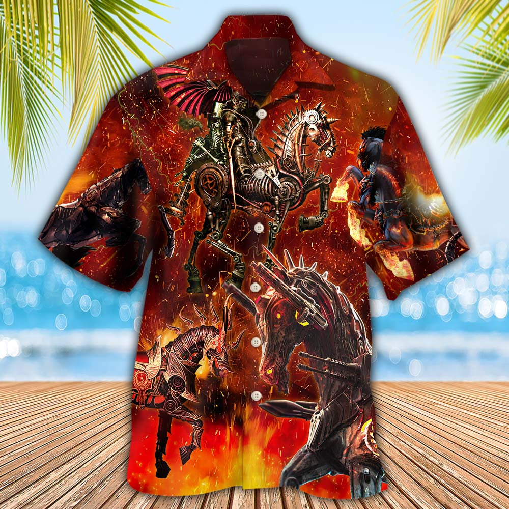 Horse Knight Armor Hawaiian Shirt Design View For Resort Travel And Thoughtful Gifting