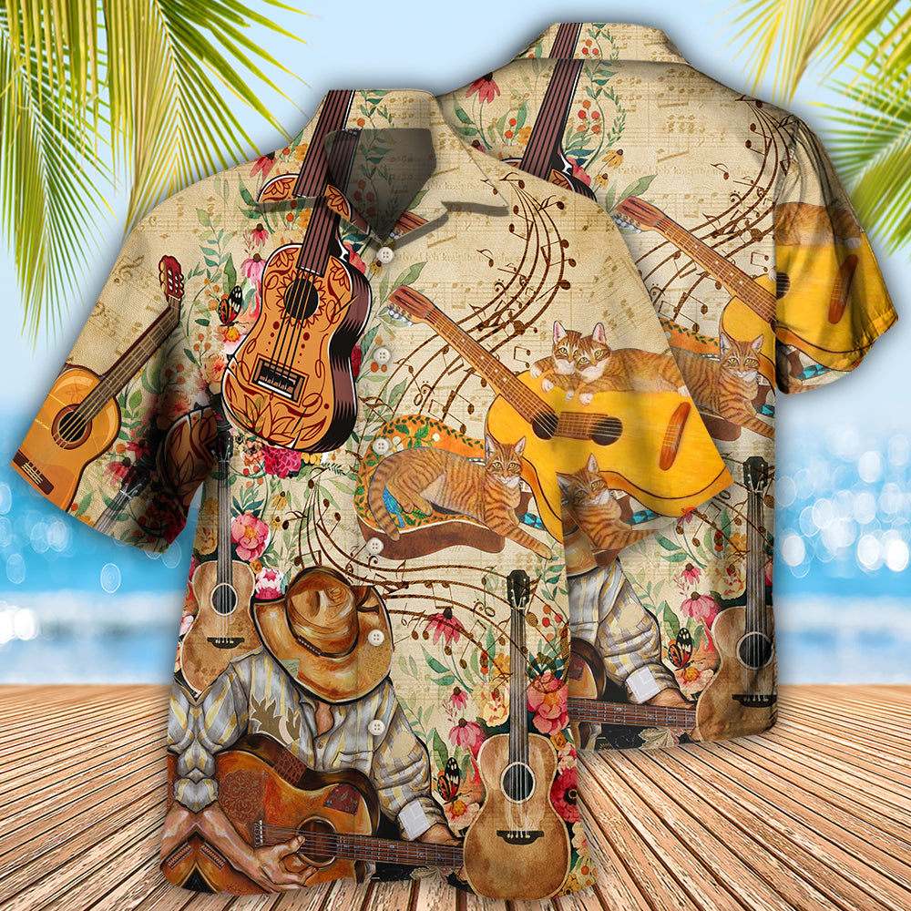Guitar Hawaiian Shirt With All Over Print For Beach Getaways Resort Outings And Thoughtful Gifting