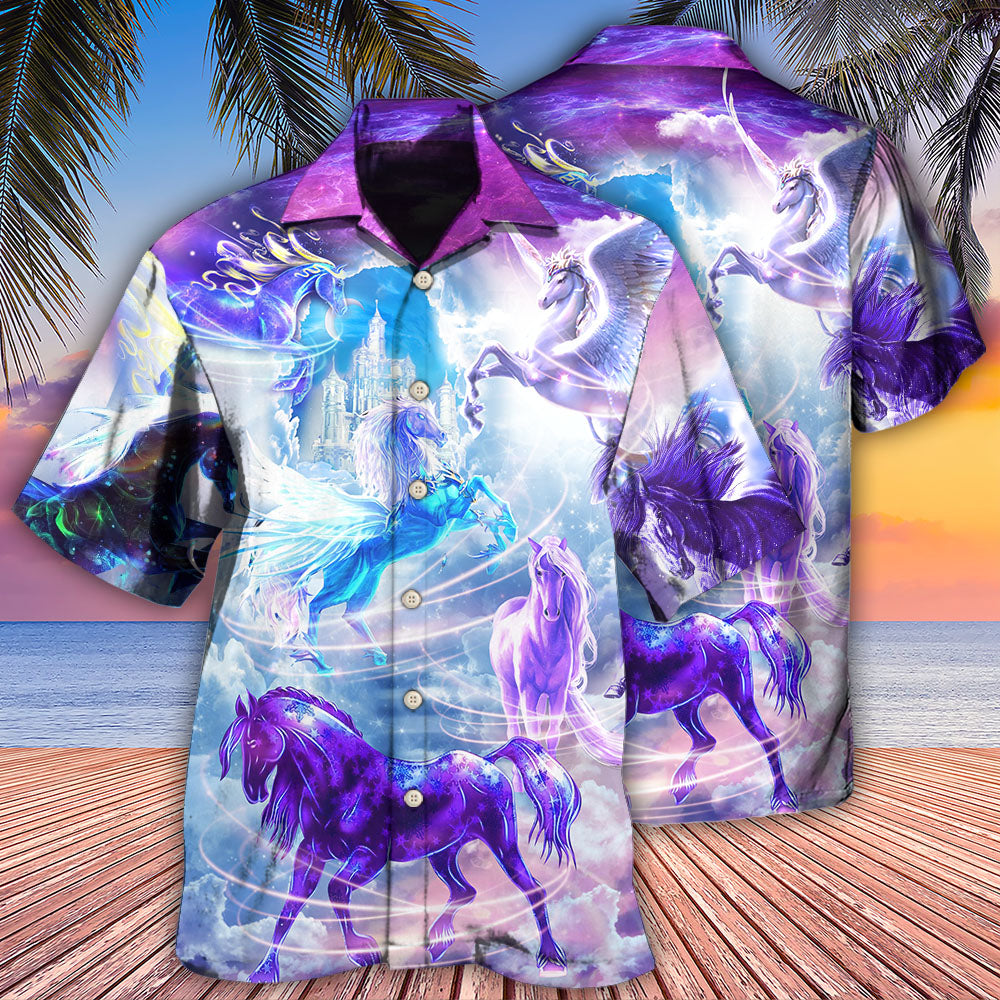 Horse Galaxy Hawaiian Shirt For Resort Getaways And Comfortable Summer Activities