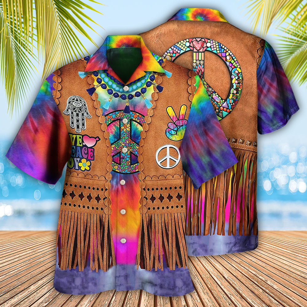 Bohemian Peace Cowboy Hawaiian Shirt Pattern Detail For Summer Holidays And Outdoor Fun