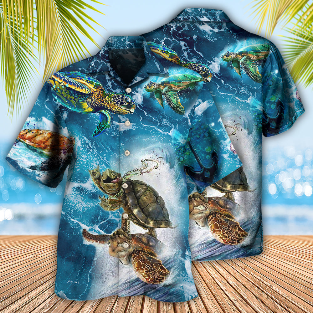 Turtle Swimming Sea Hawaiian Shirt Design View For Resort Travel And Thoughtful Gifting