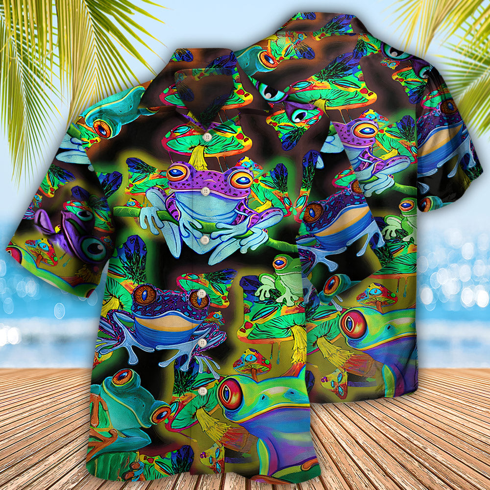 Neon Frog Stunning Hawaiian Shirt For Vacation Days And Relaxed Coastal Outings