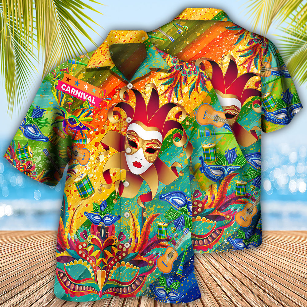 Happy Vintage Carnival Celebration Hawaiian Shirt Pattern Detail For Vacation Travel And Daily Wear