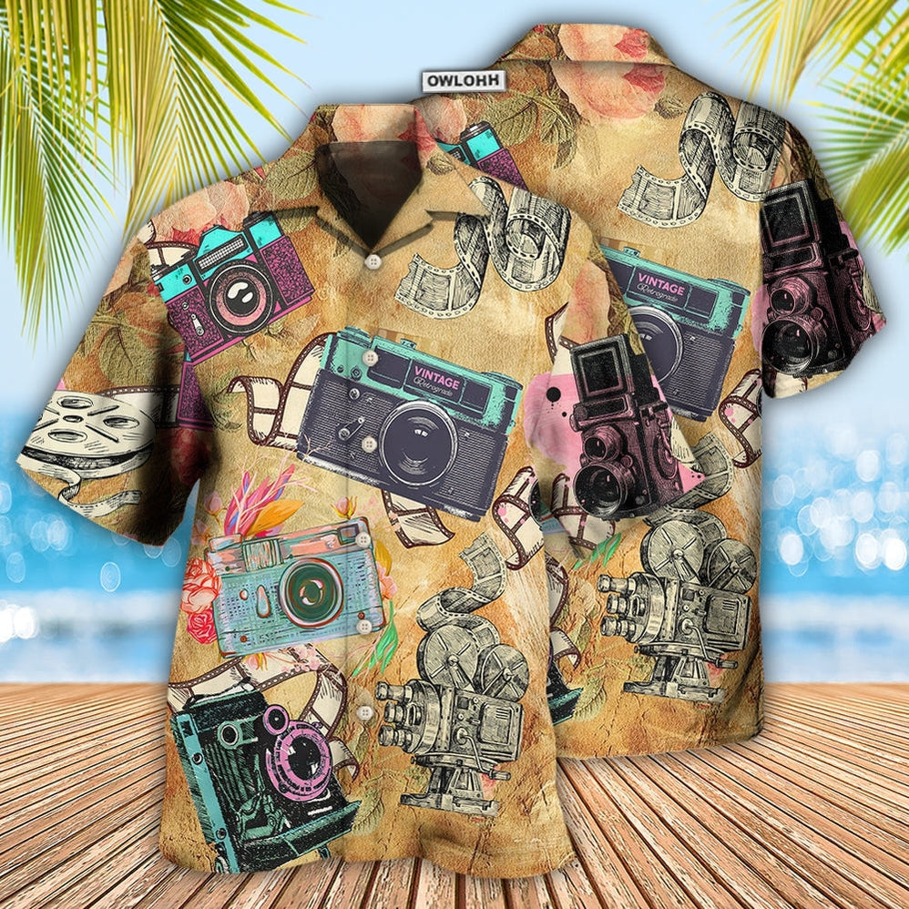 Camera Look Old Cameras Hawaiian Shirt For Vacation Days And Relaxed Coastal Outings