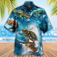 Turtle Swimming Sea Hawaiian Shirt Pattern Detail For Summer Holidays And Outdoor Fun