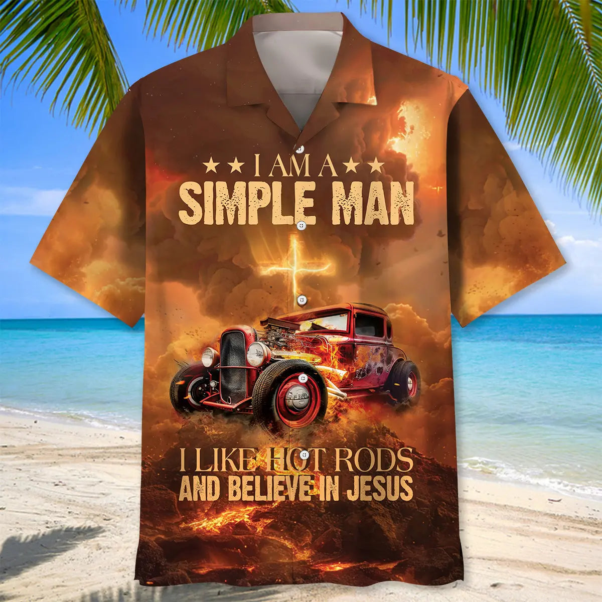 Hot Rod Faith Hawaiian Shirt For Tropical Holidays, Outdoor Gatherings, And Everyday Comfort