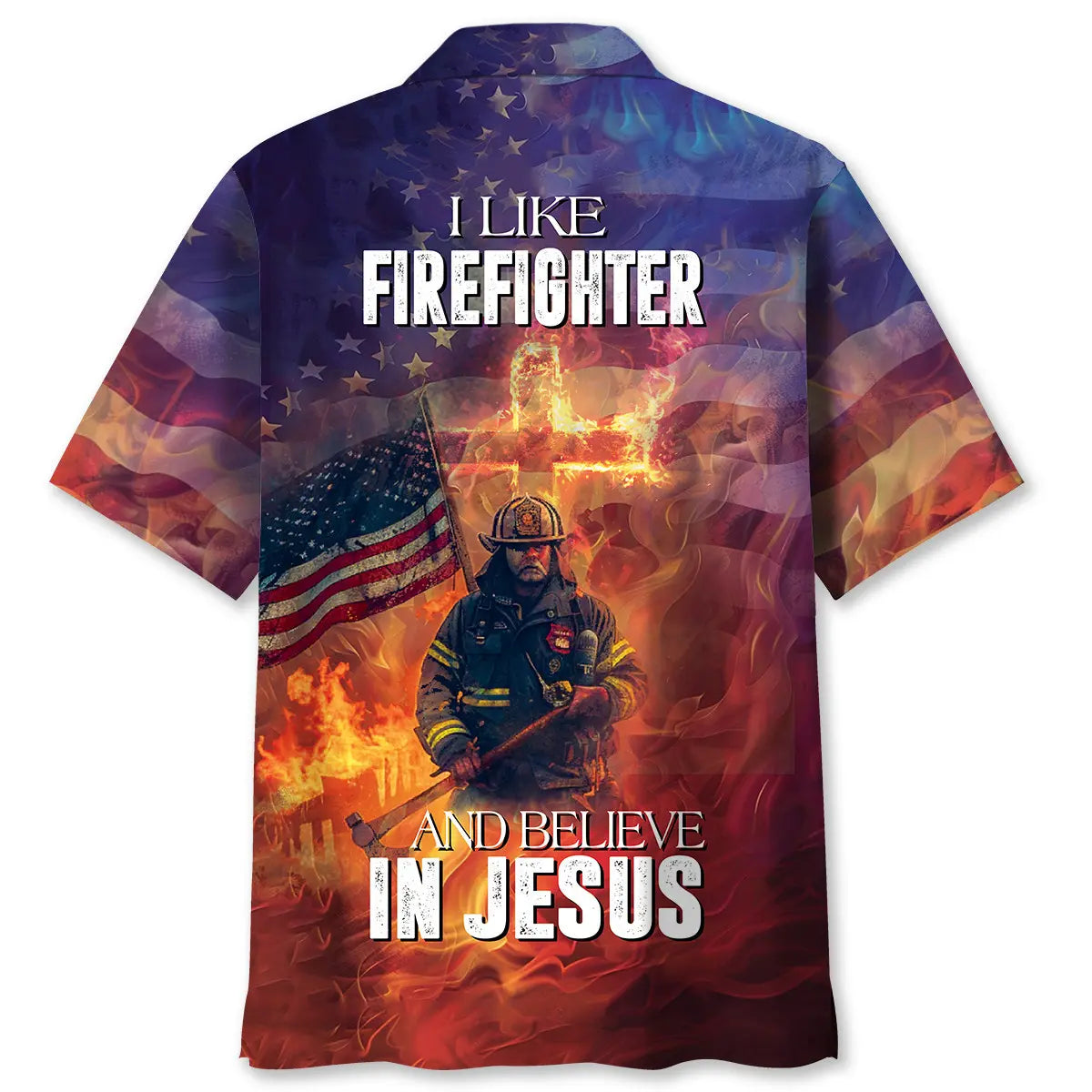 Firefighter Faith Tribute Hawaiian Shirt For Island Vacations, Resort Wear, And Relaxed Seasonal Style