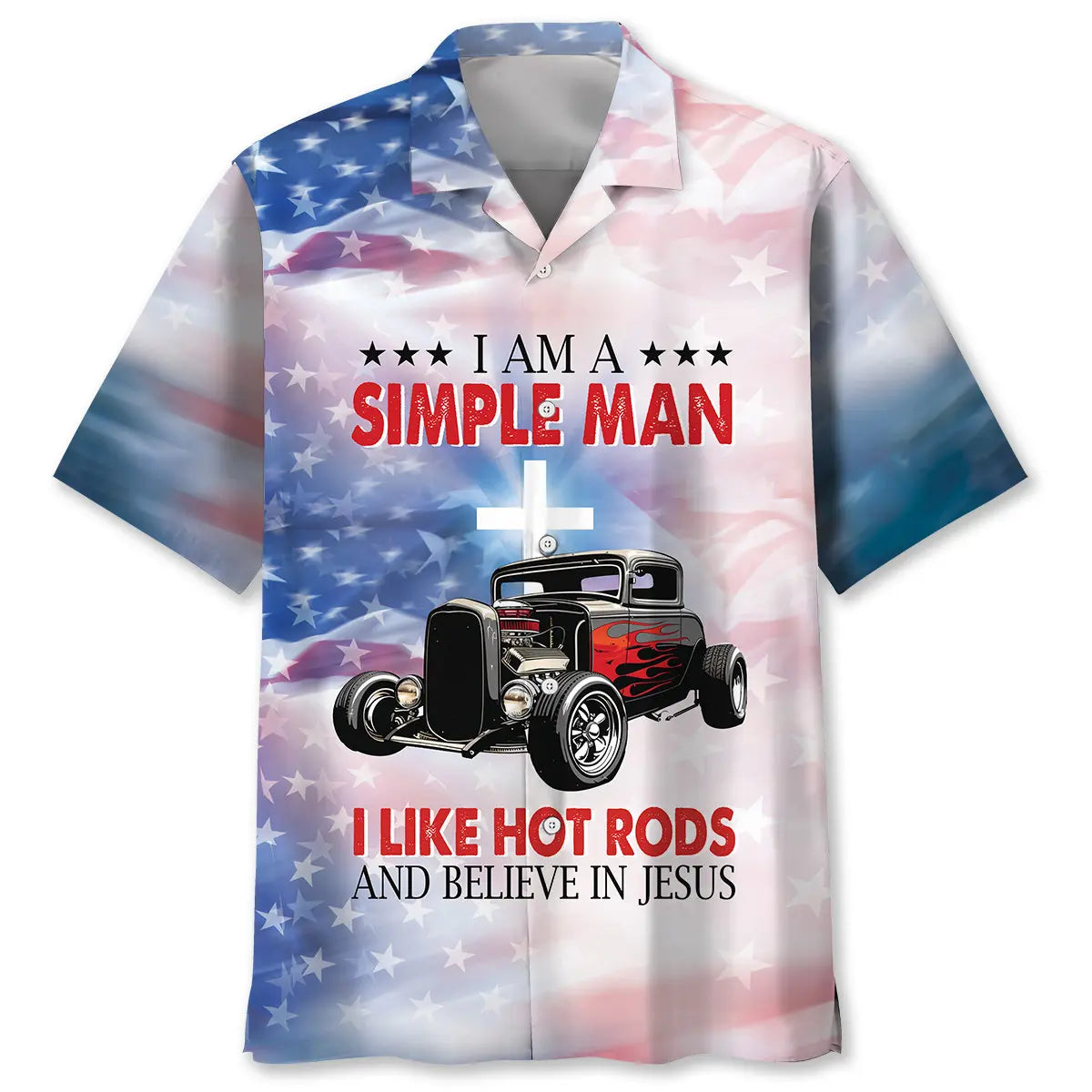 I Like Hot Rods And Believe In Jesus Hawaiian Shirt For Beach Travel, Cruise Journey, And Thoughtful Gifting