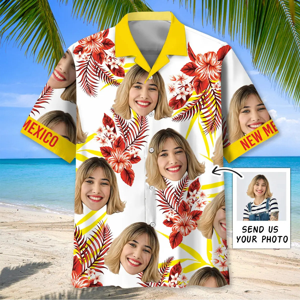 Mexico Wife Personalized Photo Hawaiian Shirt For Tropical Holidays, Outdoor Gatherings, And Everyday Comfort