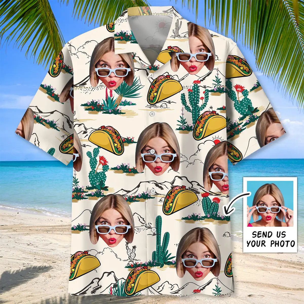 Taco Wife Personalized Photo Hawaiian Shirt For Coastal Travel, Casual Events, And Comfortable Summer Wear