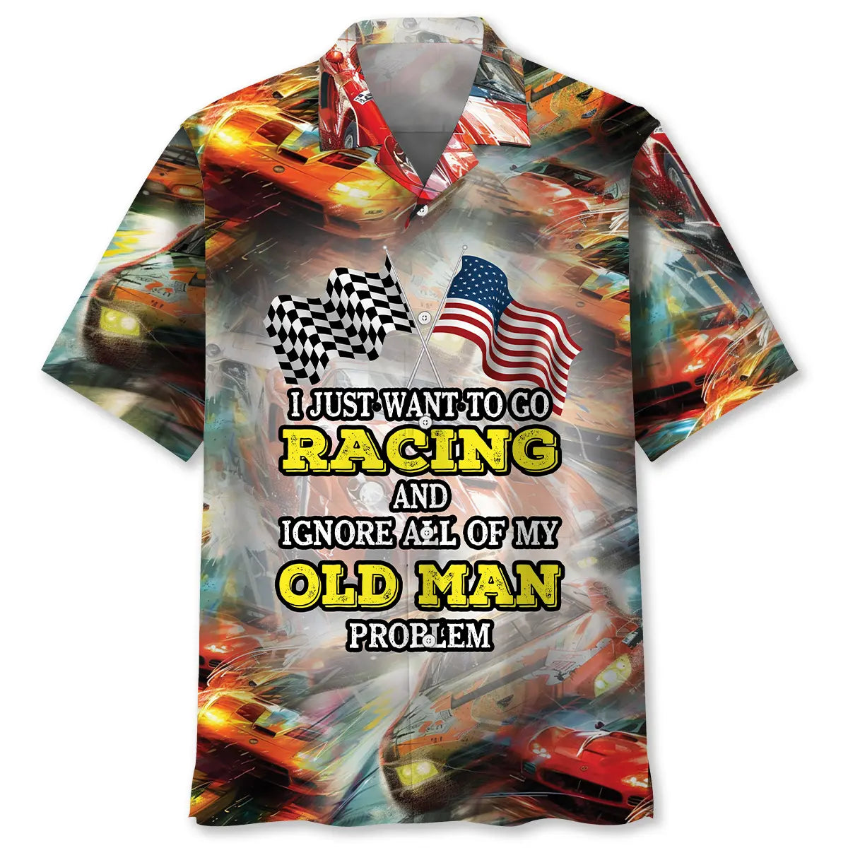Senior Racing Humor Hawaiian Shirt For Automotive Enthusiasts, Coastal Trips, And Casual Warm Weather Style