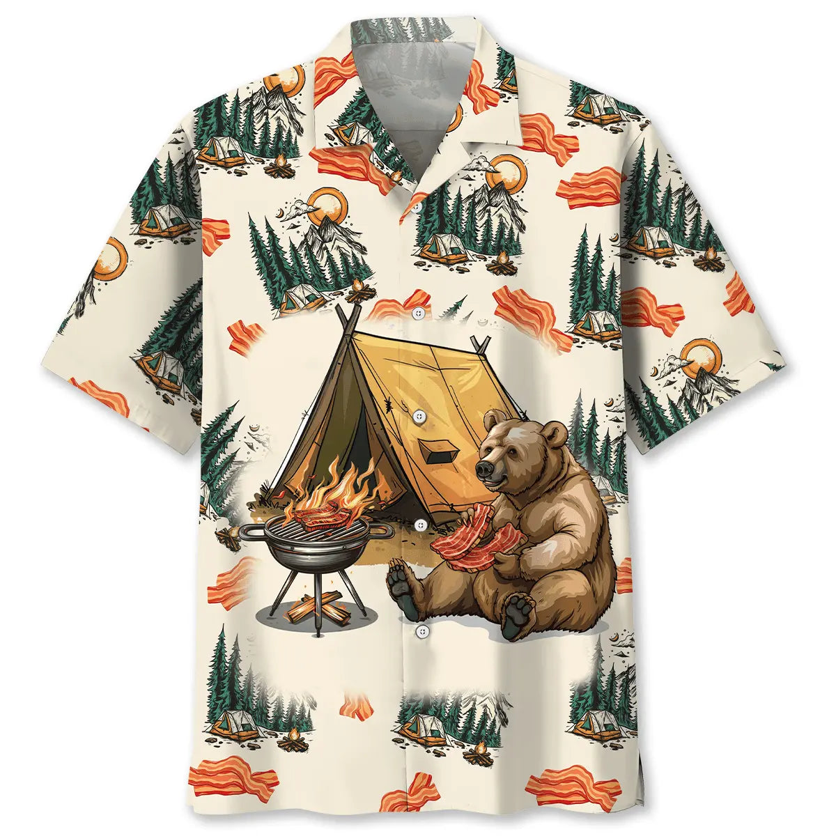 Involves Camping Bacon Count Hawaiian Shirt For Coastal Travel, Casual Events, And Comfortable Summer Wear