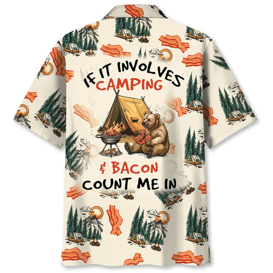 Involves Camping Bacon Count Hawaiian Shirt For Coastal Travel, Casual Events, And Comfortable Summer Wear