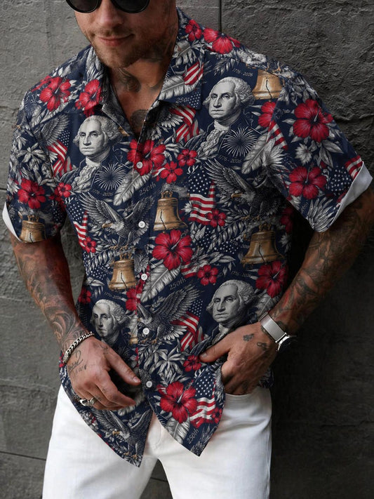 American Independence 250th Anniversary George Washington Hawaiian Shirt For Coastal Adventure And Casual Wear