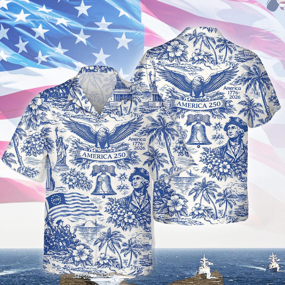 American Independence 250th Anniversary 1776 2026 Patriotic American Hawaiian Shirt For Summer Road Trip And Weekend Wear