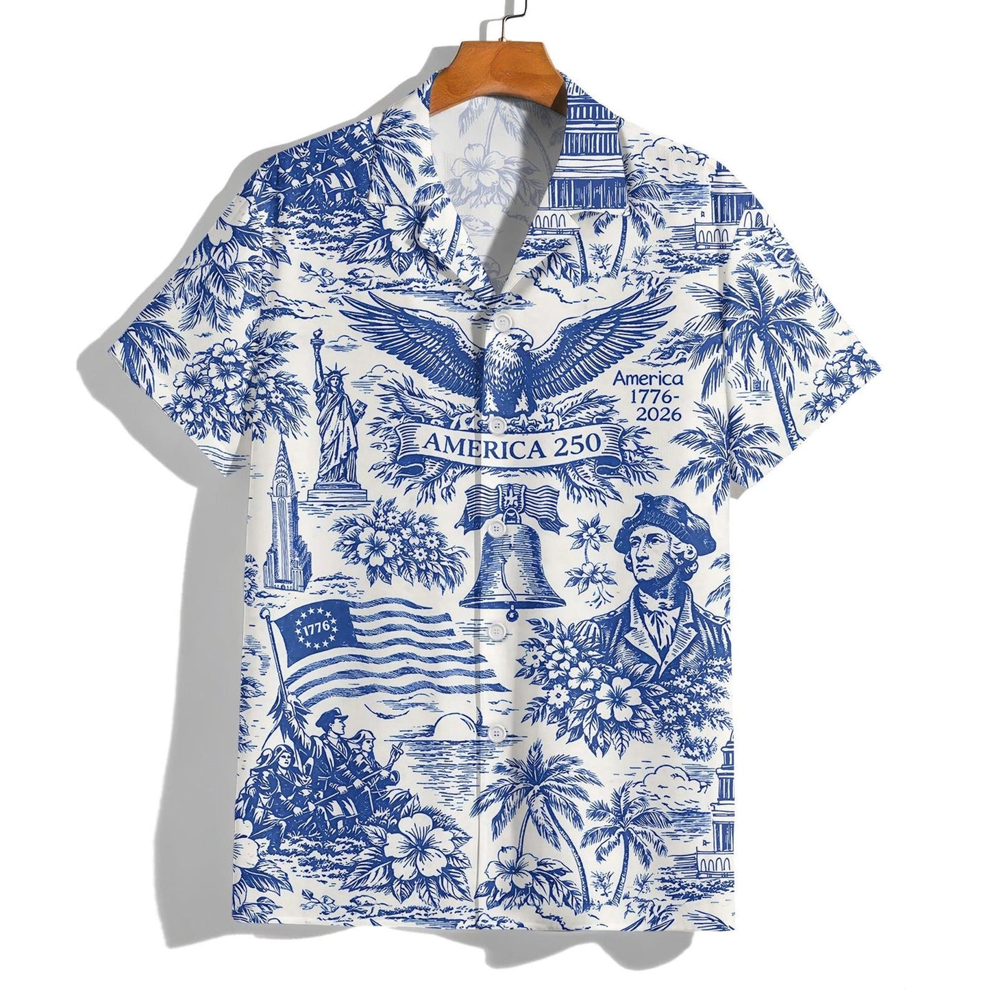American Independence 250th Anniversary 1776 2026 Patriotic American Hawaiian Shirt For Summer Vacation And Casual Wear