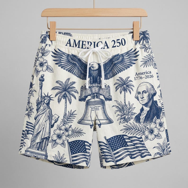 America 250th Anniversary , 1776 2026 We The People USA Beach Shorts Design View For Summer Events And Coastal Getaways