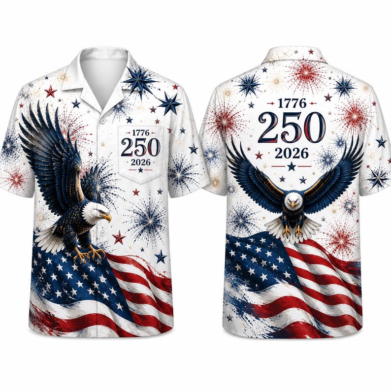 American Independence 250th Anniversary 1776 2026 Hawaiian Shirt For Tropical Holiday, Beach Travel, And Outdoor Comfort