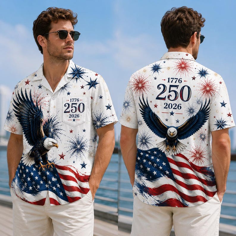 American Independence 250th Anniversary 1776 2026 Hawaiian Shirt For Weekend Escape And Resort Wear