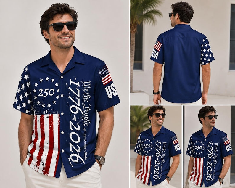 American Independence 250th Anniversary Constitution Heritage 1776 Hawaiian Shirt For Poolside Gathering And Coastal Style