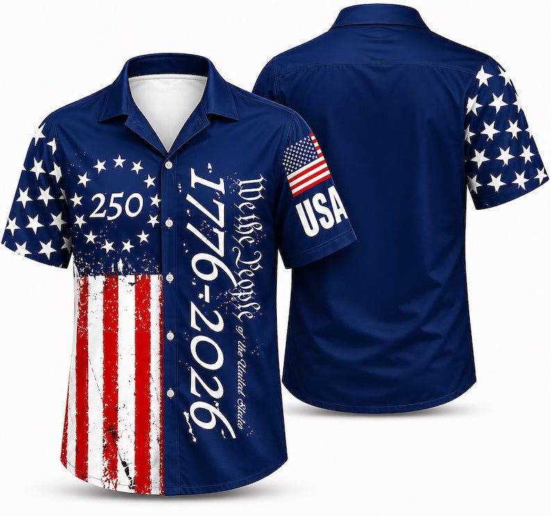 American Independence 250th Anniversary Constitution Heritage 1776 Hawaiian Shirt For Beach Party And Casual Wear